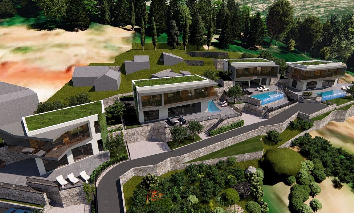 IDEJNI PROJEKT ZA 4 VILE S BAZENIMA - POGLED MORE | Zemljište 2.540 m2 | Dubrovnik