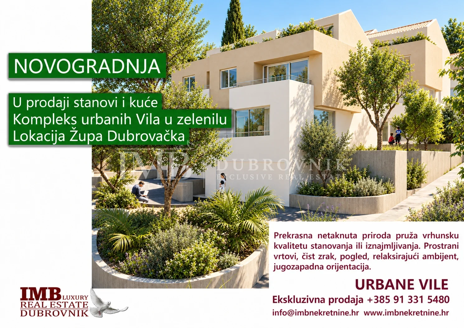 NOVOGRADNJA kompleks urbanih vila u zelenilu | Stan 105 m2 | 3 SS | Župa dubrovačka - EKSKLUZIVNA PRODAJA IMB
